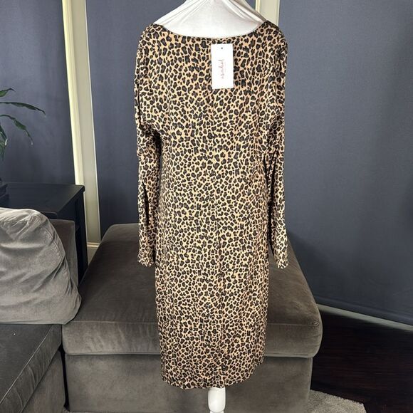 Isabel by Ingrid &Isabel Animal Print Long Sleeve Ruched Maternity Dress XXL NEW - Picture 4 of 10